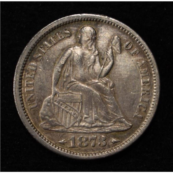 1873 SEATED LIBERTY DIME AU/BU