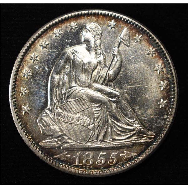 1855-O SEATED LIBERTY HALF DOLLAR CH/GEM BU
