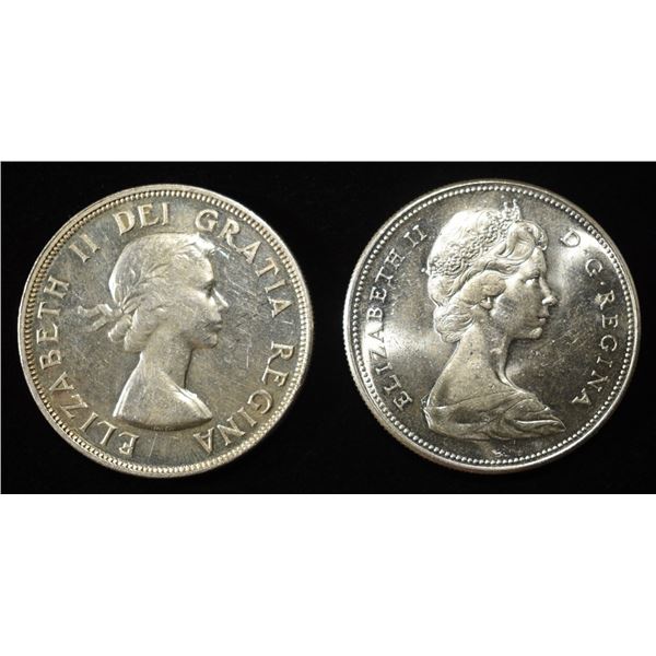 1953 & 1967 $1 CANADA 80% SILVER BU