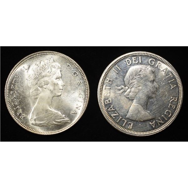 1964 & 1966 $1 CANADA 80% SILVER BU