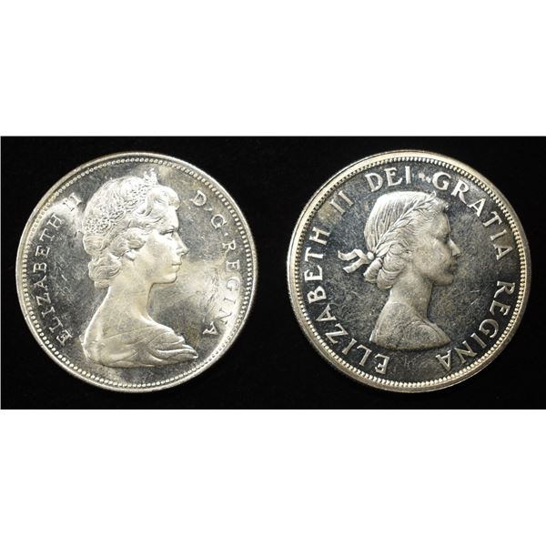 1963 & 1966 $1 CANADA 80% SILVER BU