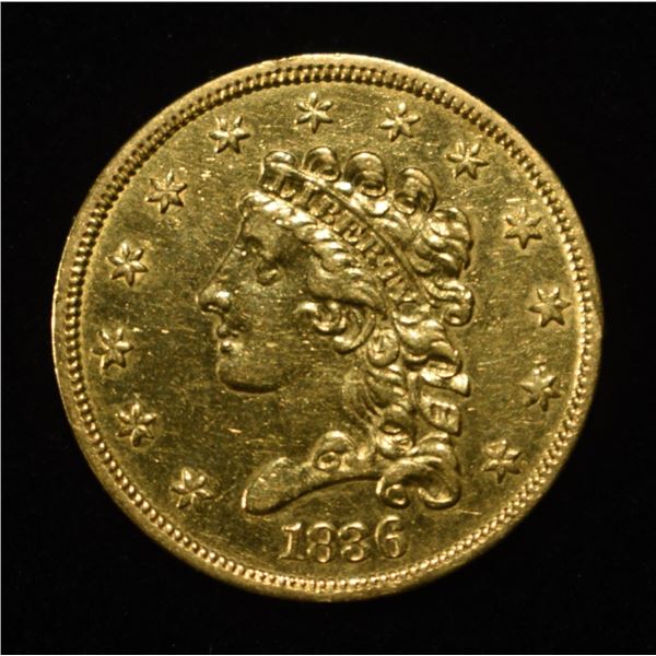 1836 $2.50 CLASSIC HEAD GOLD AU/BU CLEANED