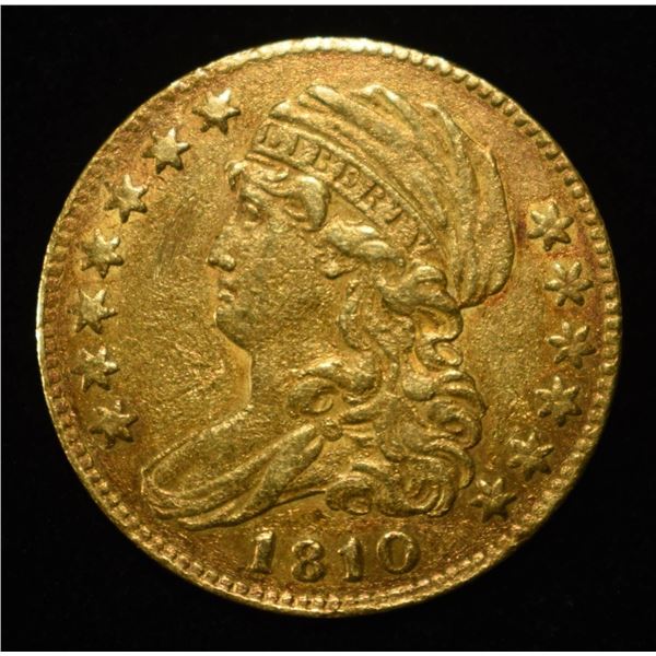 1810 $5 CAPPED BUST GOLD SMALL DATE TALL 5 XF/AU