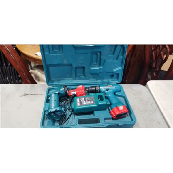MAKITA DRILL AND LIGHT IN HARDCASE W/ BATTERIES AND CHARGER