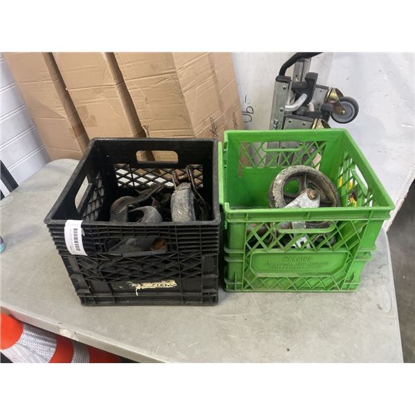 LOT OF 2 CRATES OF CASTORS FOR SCAFFOLLING