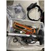 Image 5 : 2 BINS OF TOOLS, TOOL BOX, AND SOLAR PANEL