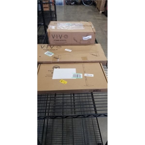 VIVO PNEUMATIC DUAL ULTRAWIDE ARM MONITOR DESK MOUNT & VIVO WHITE DESK RISER AND VACCAUM STAND FOR D