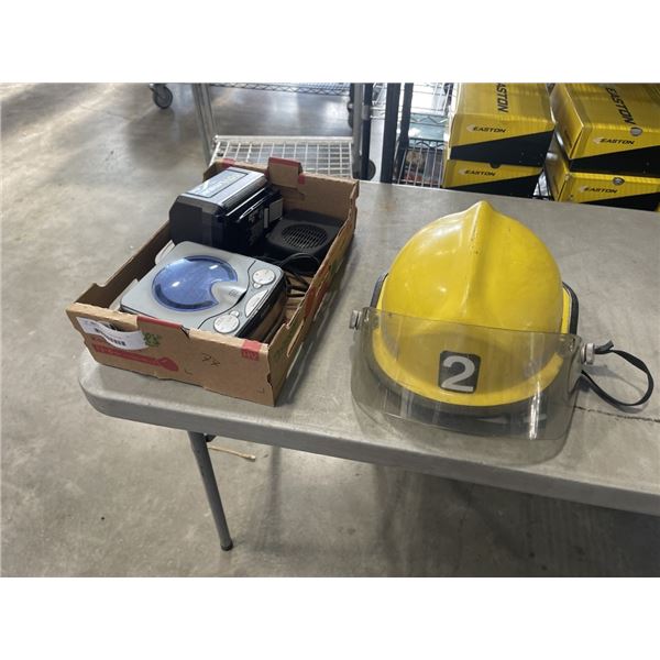 40V LITHIUM BATTERY, FIREFIGHTER HELMET, CD PLAYER, ETC