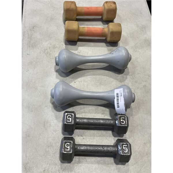 3 SETS OF FREE WEIGHTS