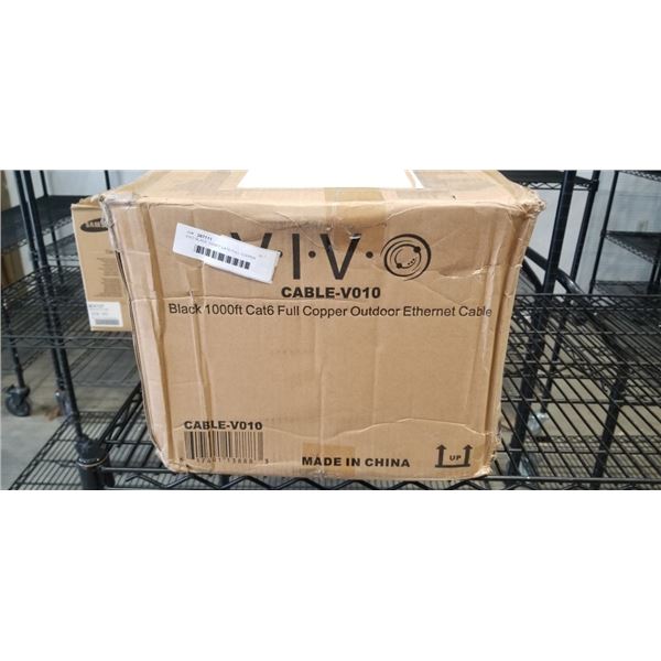 VIVO BLACK 1000FT CAT6 FULL COPPER OUTDOOR ETHERNET CABLE