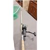 Image 2 : TACKLE BOX AND ASSORTED FISHING TACKLE CONTENTS, NET AND ROD WITH SPINNING REEL