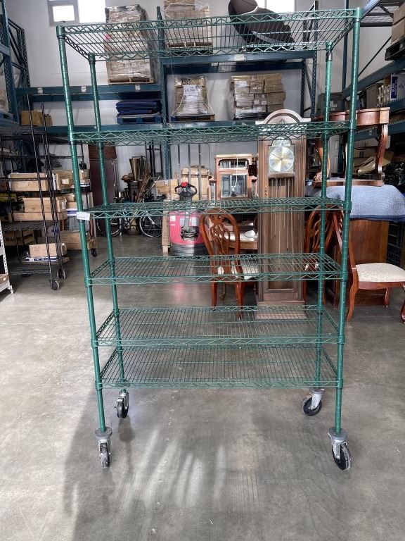 Green Rack For Rolls GREEN WIRE 18 X 48 X 80 INCH ROLLING RACK