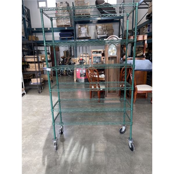 GREEN WIRE 18 X 48 X 80 INCH ROLLING RACK