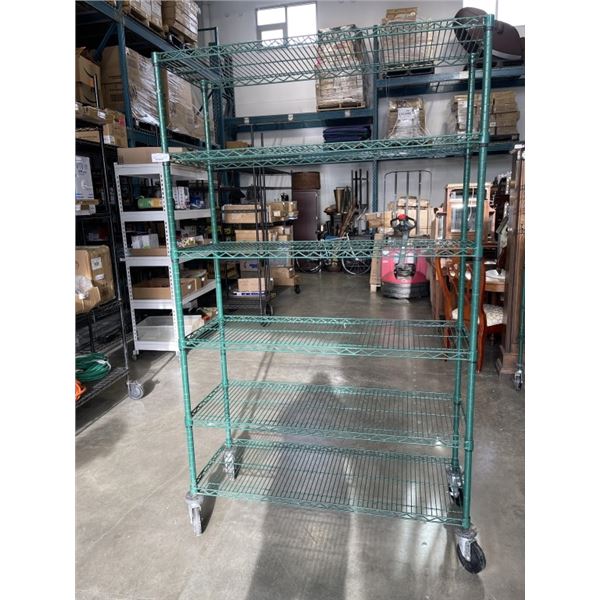 GREEN WIRE 18 X 48 X 80 INCH ROLLING RACK