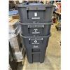 Image 1 : LOT OF 3 GARBAGE RECYCLING AND ORGANIC BINS WITH LIDS