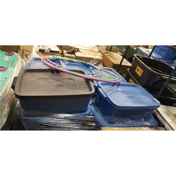PALLET OF RUBBERMAID TOTES FILLED WITH ESTATE GOODS