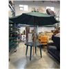 Image 4 : PLASTIC ROUND PATIO TABLE AND WOODEN TEAK FRAMED UMBRELLA