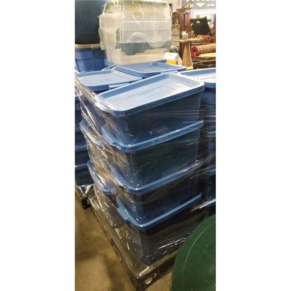 PALLET OF RUBBERMAID TOTES FILLED WITH ESTATE GOODS