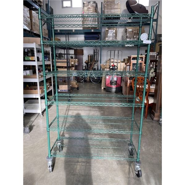 GREEN WIRE 18 X 48 X 80 INCH ROLLING RACK