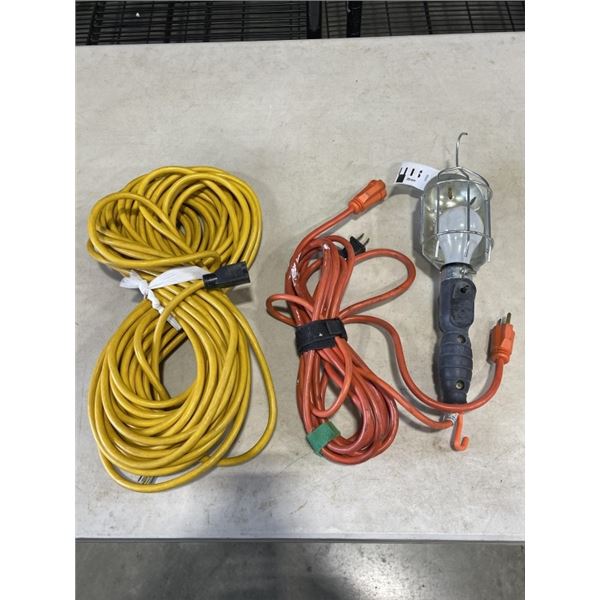 YELLOW HEAVY DUTY EXTENSION CORD AND TROUBLE LIGHT