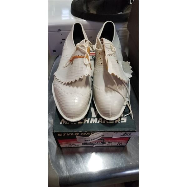 NEW OLD STOCK SIZE 11.5 LEATHER GOLF SHOES, NEVER WORN, STYLO MATCHMAKER BRAND