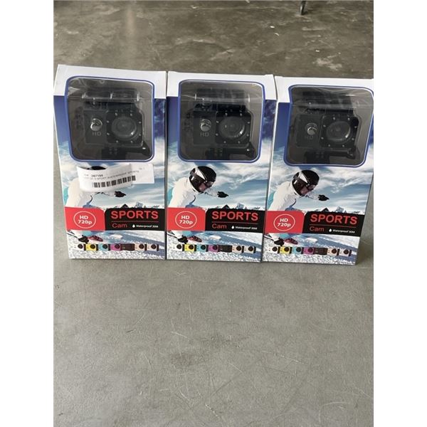 LOT OF 3 SPORT WATERPROOF SPORTS CAMERAS