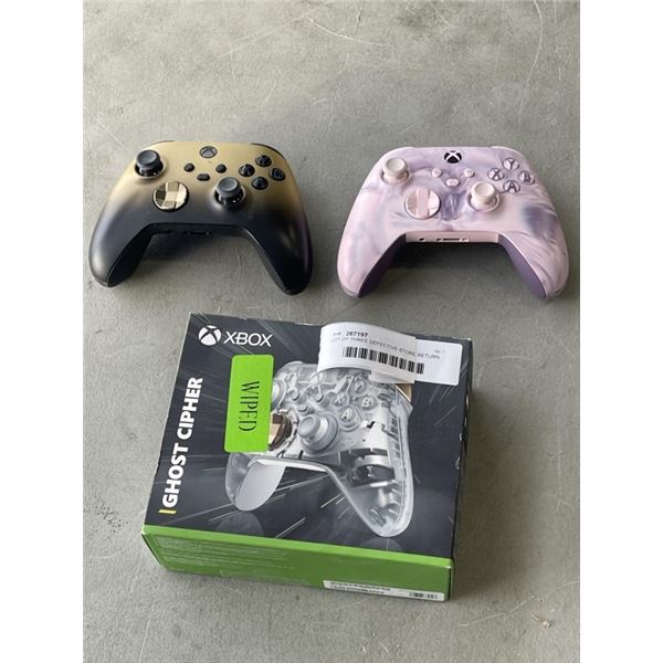 LOT OF THREE DEFECTIVE STORE RETURN XBOX WIRELESS CONTORLLERS