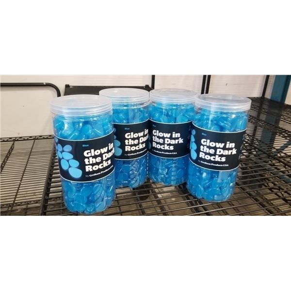 4 NEW TUBS OF BLUE GLOW IN THE DARK ROCKS