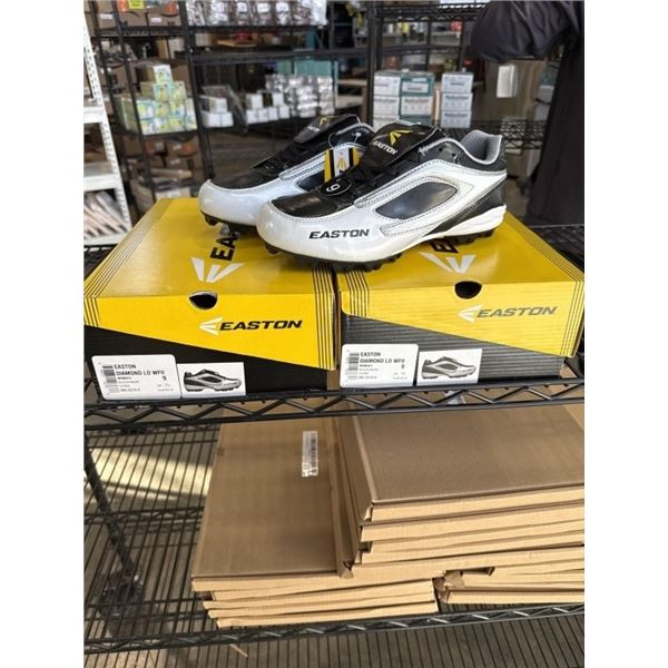 2 NEW PAIRS OF EASTON DIAMOND LO WFII BASEBALL CLEATS, BLACK, SIZE US WOMENS 9