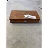 Image 3 : MINIATURE BRASS SCALE IN WOODEN BOX AND ASSORTED CIGARETTE TINS