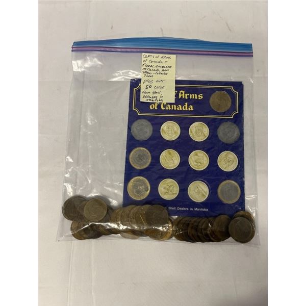 COATS OF ARMS OF CANADA AND FLORAL EMBLEMS OF CANADA FROM SHELL DEALERS OF MANITOBA PLUS OVER 50 COI