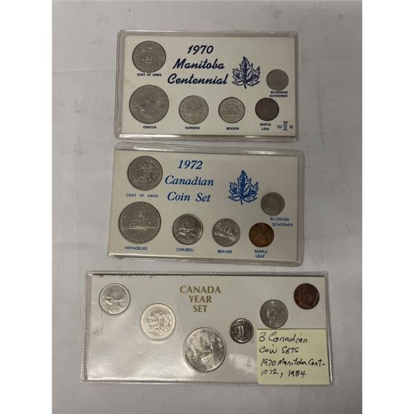 3 CANADIAN COIN SETS 1970 MANITOBA, 1972 AND 1984