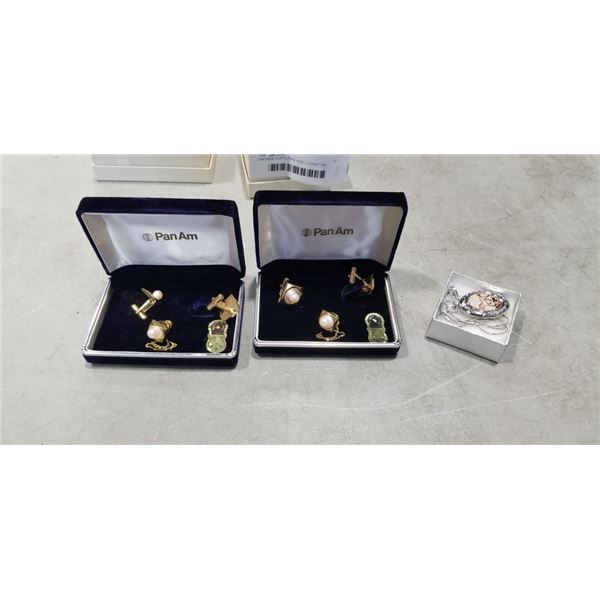 VINTAGE CUFFLINKS AND LOCKET ON CHAIN