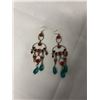 Image 1 : VINTAGE PAIR OF GLASS BEADS AND STONES DANGLE EARRINGS