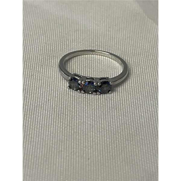 STERLING SILVER W/ 3 MYSTIC TOPAZ STONES, MARKED 925 SIZE 6