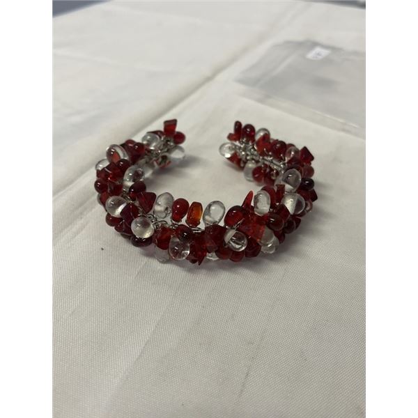 VINTAGE GLASS BEADS OPEN CUFF BANGLE