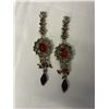 Image 2 : VINTAGE PAIR OF RED AND WHITE STONES EARRINGS