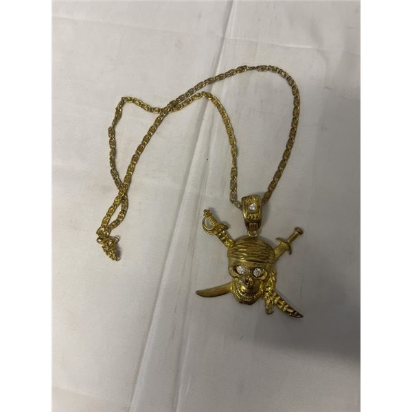 VINTAGE GOLD PLATED PENDANT W/ CHAIN NECKLACE, UNMARKED 26" LENGTH