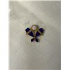 Image 1 : GOLD W/ LAPIS BLUE ENAMEL W/ AUSTRAILIAN OPAL STONE BROOCH