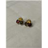 Image 1 : PAIR OF STERLING SILVER W/ GENUINE AMBER STONES EARRINGS MARKED 925