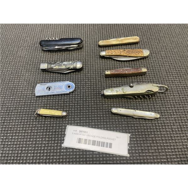 9 ASSORTED VINTAGE FOLDING POCKET KNIVES