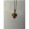 Image 2 : STERLING SILVER CHAIN W/ GENUINE MABER STONES PENDANT NECKLACE 15.5" LENGTH BOTH MARKED 925
