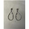 Image 2 : PAIR OF STERLING SILVER W/ CZ STONES DANGLE EARRINGS MARKED 925 SOME SMALL STONES MISSING