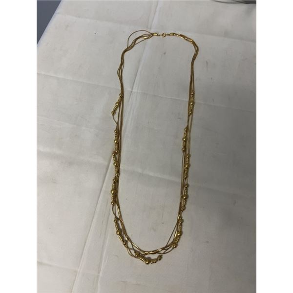 VINTAGE MULTI STRAND GOLD TONE NECKLACE, MARKED 18
