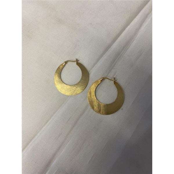 PAIR OF GOLD GUILDED STERLING SILVER HOOP EARINGS MARKED 925