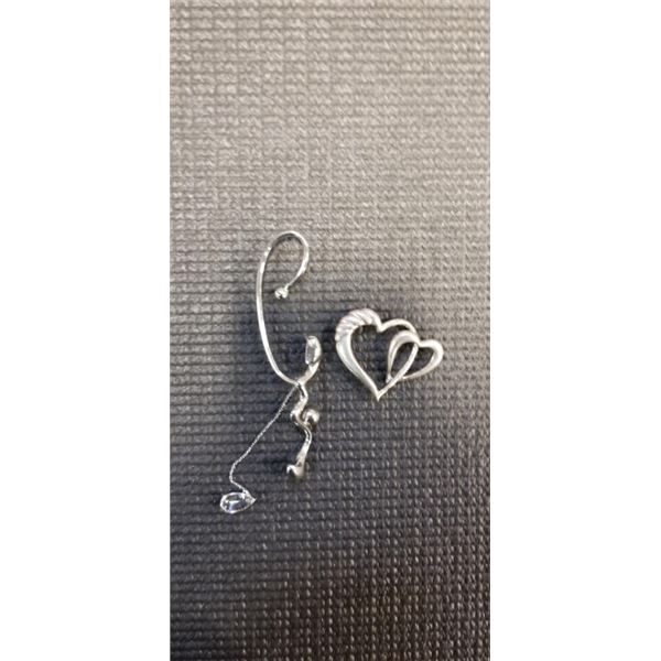 SILVER EAR CUFF AND BROOCH - BOTH TESTED