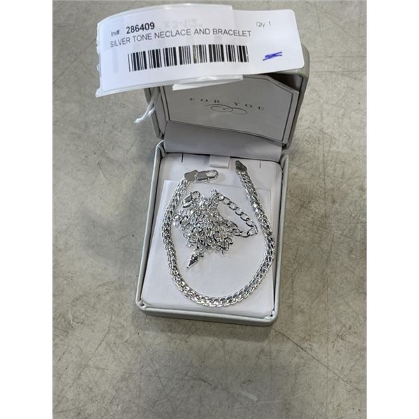 SILVER TONE NECLACE AND BRACELET