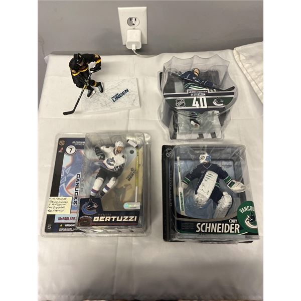 4 MCFARLANES 3 IN PACKAGES 1 OUT, TREVOR LINDEN, LIMITED EDITION E PETTERSON, CORY SCHNEIDER AND TOD