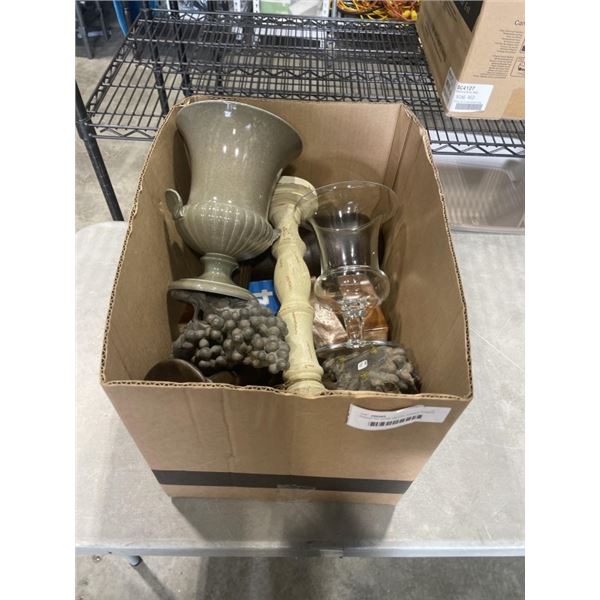 ASSORTED HOME DECOR, CANDLE STANDS ETC