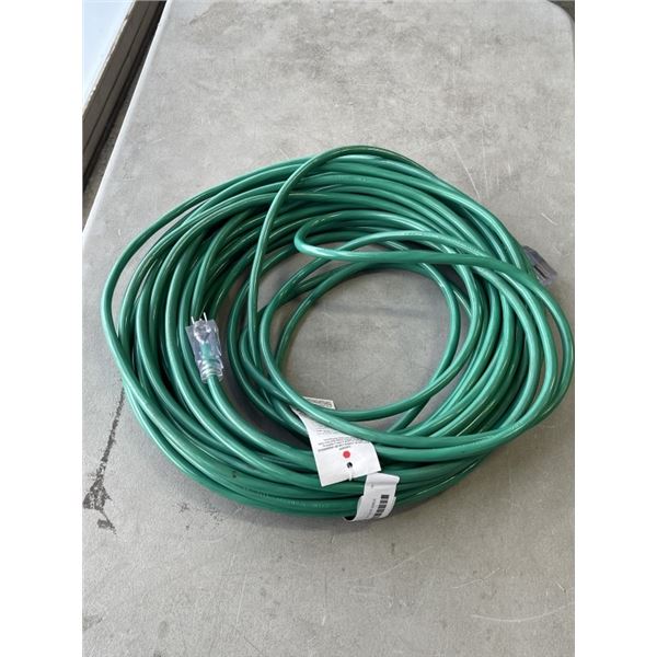 AS NEW INDOOR OUTDOOR WIRED GROUNDED 100FT 12AWG  GREEN EXTENTION CORD